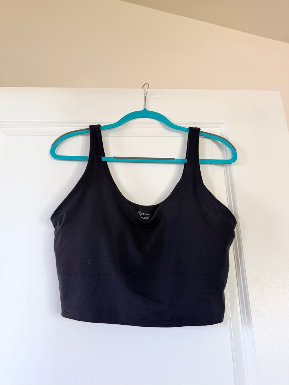 WOMENS Aerie Black Scoop Neck Crop Tank Top